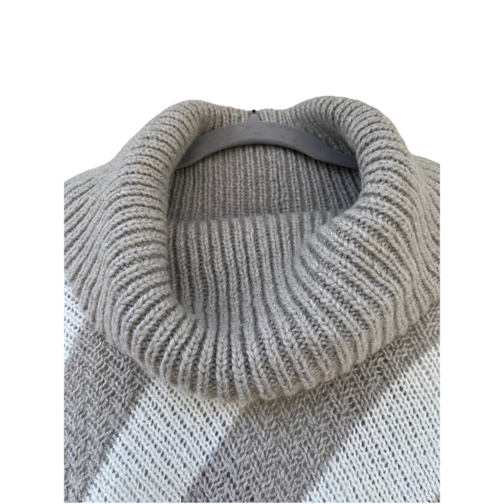 Old Navy Wool Blend Striped Cowl Neck Sweater Poncho size M/L | Cozy Knit - Picture 2 of 16